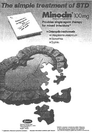 Реклама Миноцина (миноциклина), TIMS, Таиланд, 1988 г.