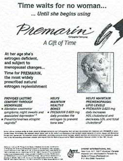 Реклама Wyeth/Ayersf препарата премарин играет на страхе старения, QIMP, Пакистан, 1990