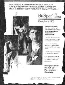 Реклама фирмы Bristol-Myers своего препарата буспар (буспирон), The American Journal of Medicine, июнь 1992